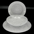 Red Pomegranate Cabana Glass Dinnerware Set Set of 18 pcs Silver