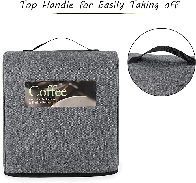 CURMIO Coffee Maker Travel Bag &amp Dust Cover Compatible with Keurig K-Mini or K-Mini Plus Single Serve Coffee Brewer Carrying Case with Pockets for K-Cup Pods Travel Mugs