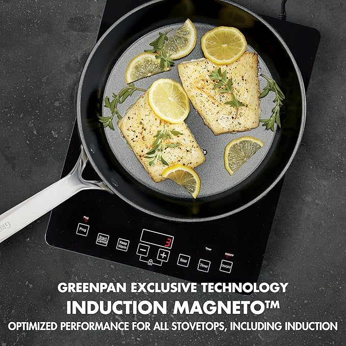 GreenPan GP5 Hard Anodized Healthy Ceramic Nonstick 14 Piece Cookware Pots &amp Pans SetHeavy Gauge Scratch Resistant Stay Flat SurfaceInduction Mirror Finish HandleOven Safe PFAS-Free Black