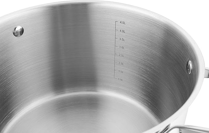 FLORINA Professional Stainless Steel Cooking Pot Set 8 Pieces Induction 4 Saucepans 4 Glass Lids Suitable for All Hobs Dishwasher Safe