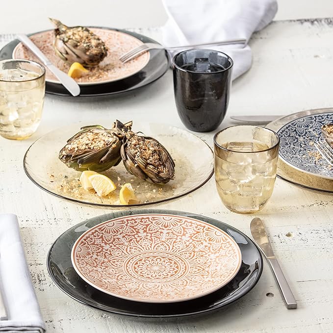 Fortessa Los Cabos Glass Dinnerware Collection Dinner Plate (Set of 4) 10.5 Inch Clear