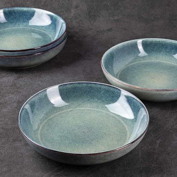 AmorArc Ceramic Dinnerware SetsHandmade Reactive Glaze Plates and Bowls SetsHighly Chip and Crack Resistant | Dishwasher &amp Microwave Safe Dishes Set Service for 4 (24pc)