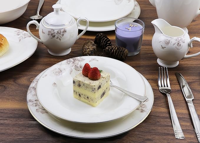 57Piece Dinnerware Set-Bone China Service For 8 People-Cora