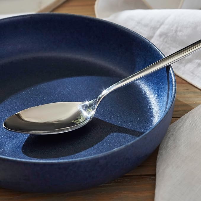 Porto by Stone Lain Macchio 24-Piece Premium Kitchen &amp Dining Dinnerware Set Stoneware Blue Matte Crafted in Portugal Dishwasher and Microwave Safe Scratch-Resistant Dish Set for 8