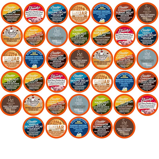Two Rivers Coffee Decaf Flavored Coffee Pods Compatible with Keurig K Cup Brewers Assorted Variety Pack Decaffienated Flavored Coffee 40 Count