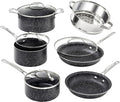 Granitestone Original 10 Piece Nonstick Cookware Set Scratch-Resistant Granite-Coated Dishwasher and Oven-Safe Kitchenware PFOA-Free Pots and Pans As Seen On TV