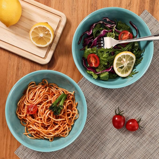 TP 18-Piece Dinnerware Set Melamine Dishes Set with Bowls and Plates Service for 6 Non-breakable Lightweight Dining Tableware Teal