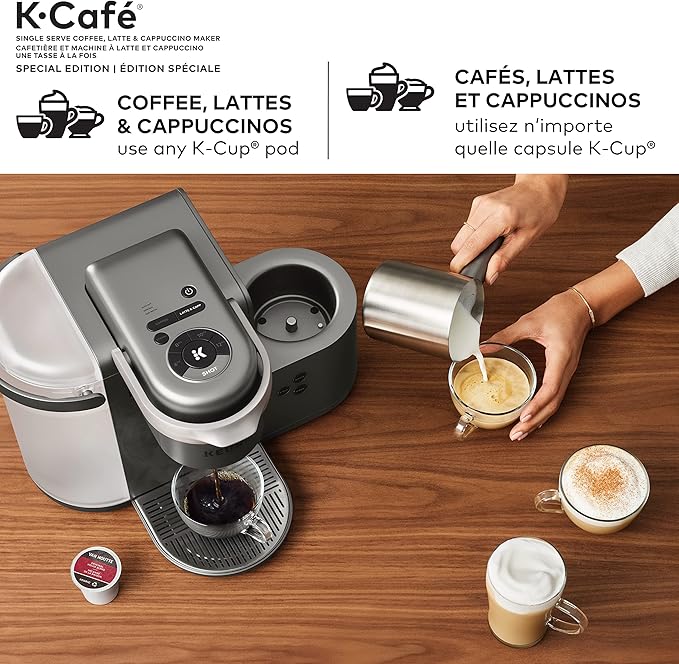 Keurig K-Café Special Edition Single Serve K-Cup Pod Coffee Latte and Cappuccino Maker with Milk Frother for Speciality Beverages Grey Keurig COFFEE_MAKER