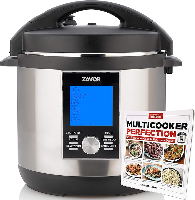 Zavor LUX LCD 6 Quart Multi-cooker with America's Test Kitchen Multicooker Perfection Cookbook Stainless Steel
