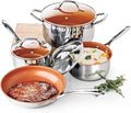 Redwood Copper 7 Piece Stainless Steel Cookware Set with Ceramic Titanium Non Stick 1