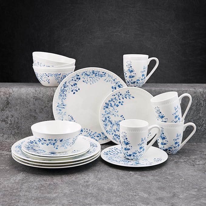 Mikasa Taryn Bone China Lightweight Chip Resistant 16 Piece Dinnerware Set Service For 4