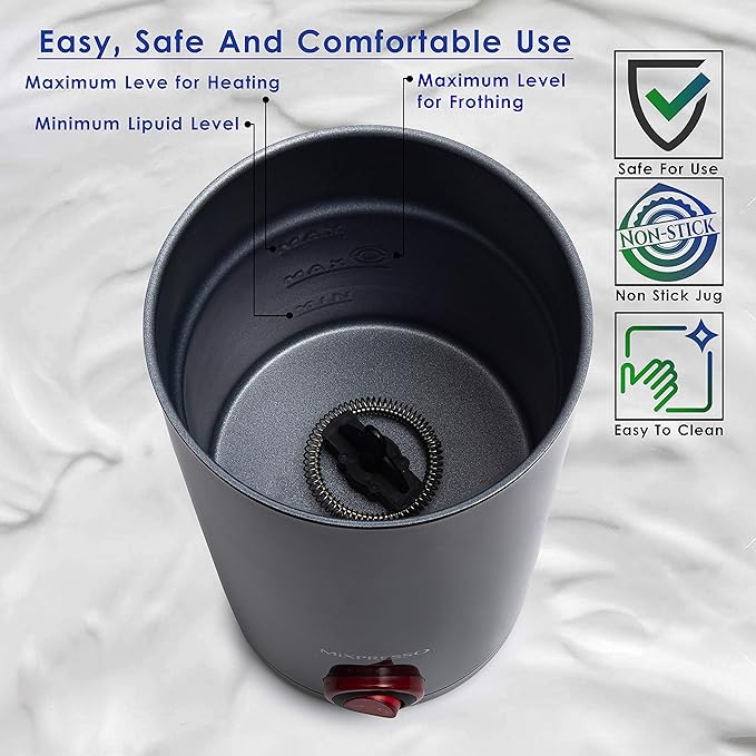 Mixpresso Personal Single-Serve Coffee Maker &amp 14oz Travel Mug Drip Small Coffee Maker &amp Tumbler Auto Shut Off &amp Reusable Filter Compatible with Coffee Grounds Bundle With Electric Milk