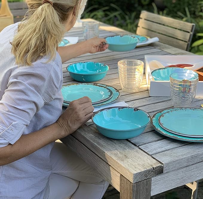 Fox Run Melamine Dinnerware Set Teal 10