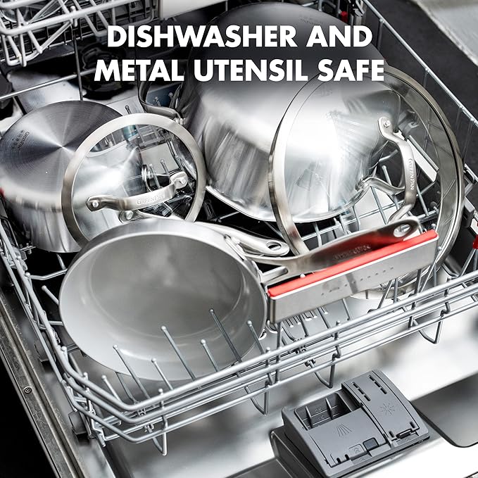 GreenPan Venice Pro Tri-Ply Stainless Steel Healthy Ceramic Nonstick 13 Piece Cookware Pots and Pans Set PFAS-Free Multi Clad Induction Dishwasher Safe Oven Safe Silver