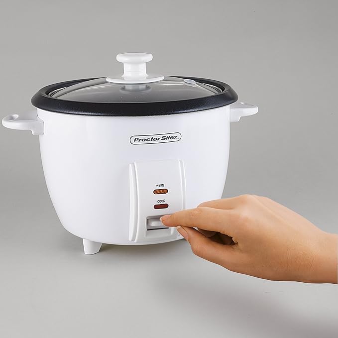 Proctor Silex Rice Cooker &amp Food Steamer 8 Cups Cooked (4 Cups Uncooked) White (37534NR)