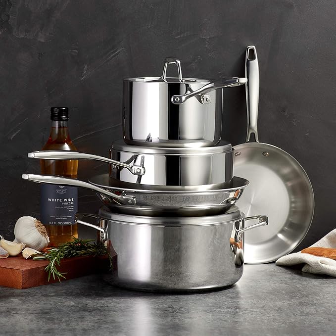 Tramontina 8-Piece Tri-Ply Clad Cookware Set with 12-Inch Professional Nonstick Fry Pan