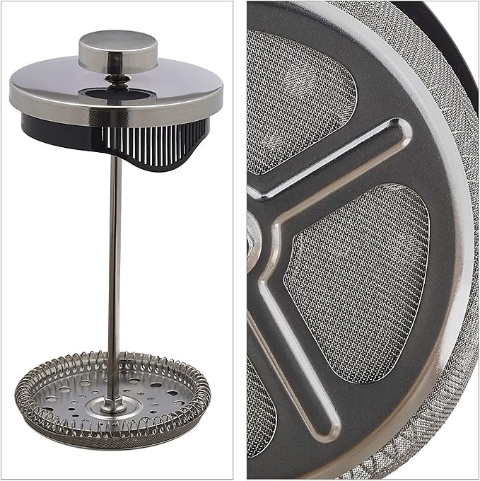 Relaxdays Coffee Maker Manual Press Pot Strainer Insert 600 ml Glass &amp Stainless Steel Transparent/Silver 80% glass 20% stainless steel