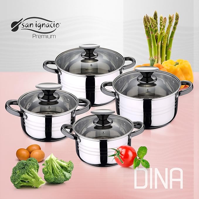 SAN IGNACIO Dina 8-Piece Kitchen Battery Stainless Steel with pan Set (20/24/28 cm) SAN IGNACIO Energy in Forged Aluminum