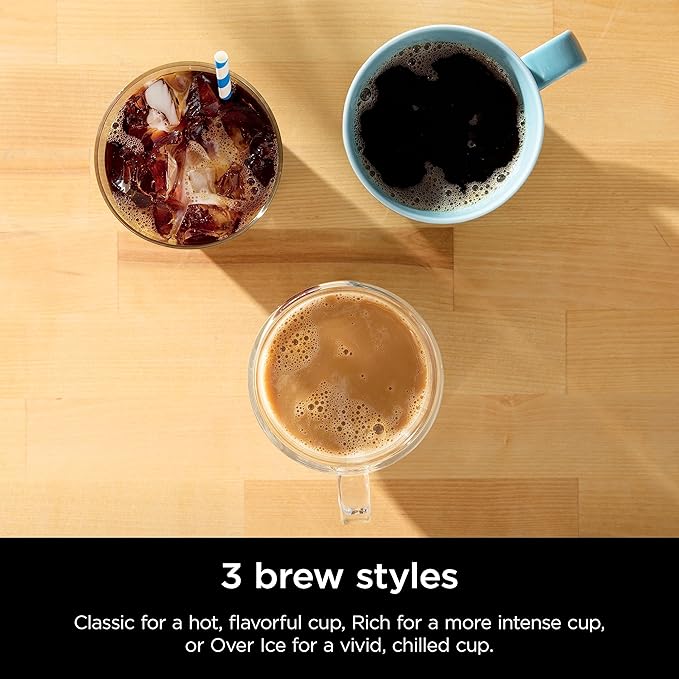 Ninja Pods &amp Grounds Single-Serve Coffee Maker K-Cup Pod Compatible Brews Grounds Compact Design 56-oz. Reservoir 6-oz. Cup to 24-oz. Travel Mug Brew Sizes Iced Coffee Maker Stone PB041ST