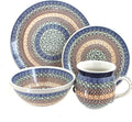 Blue Rose Polish Pottery - Brown Athena 4 PC Place Setting - Service for 1-1 Place Setting - Great for Everyday Dining Casual Dining or as Formal Dinnerware
