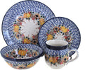 Blue Rose Polish Pottery - Brown Harvest Bounty 4 PC Place Setting - Service for 1-1 Place Setting - Great for Everyday Dining Casual Dining or as Formal Dinnerware