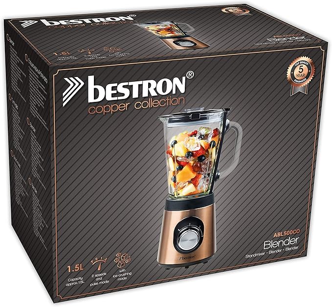 Bestron Mixeur sur Pied Copper Collection 500 Watt 15 Litre Cuivre