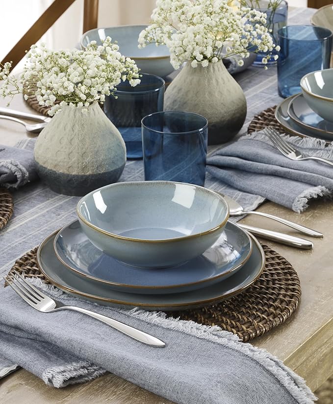 Oneida 899206 Organic Shades Blue 18-Piece Dinnerware Set Service For 6