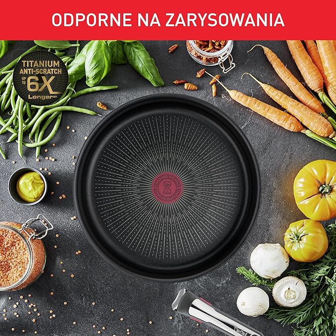 Tefal Ingenio Unlimited ON Pots &amp Pans Set 8 Pieces Stackable Removable Handle Space Saving Non-Stick Induction Black L3959053