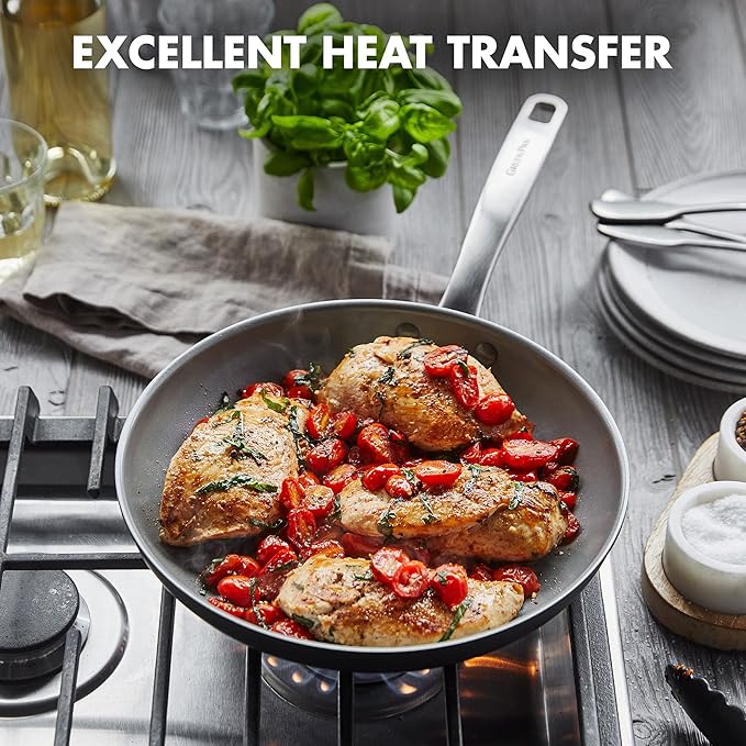 GreenPan Chatham Hard Anodized Healthy Ceramic Nonstick 10 Piece Cookware Pots and Pans Set &amp Chatham Hard Anodized Healthy Ceramic Nonstick 11 Grill Pan PFAS-Free Dishwasher Safe