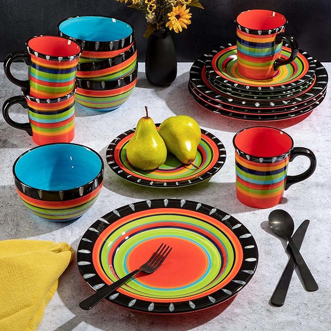 Gibson Elite Feliz Mesa 16-Piece Hand Painted Dinnerware Set Service for 4 (16pc)