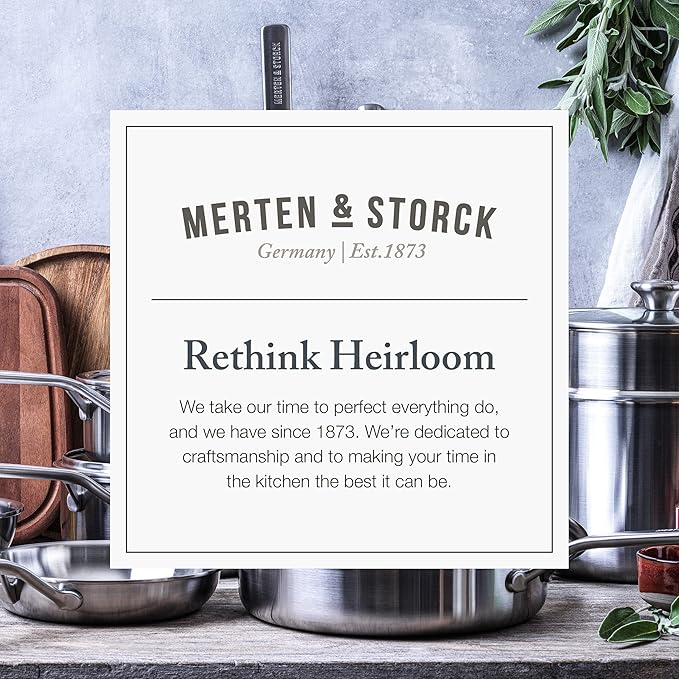 Merten &amp Storck Tri-Ply Stainless Steel 8 Piece Cookware Pots &amp Pans SetProfessional CookingMulti CladMeasurement MarkingsDrip-Free Pouring EdgesDurable Glass Lids InductionOven&ampDis