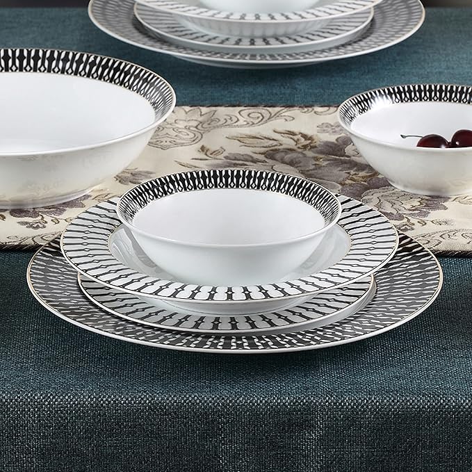 24 Piece Dinnerware Set-Fine China Service for 4 by Lorren Home Trends
