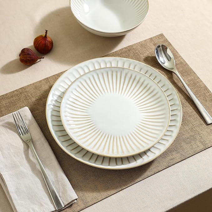 Stone Lain Linea 24-Piece Dinnerware Set Stoneware White