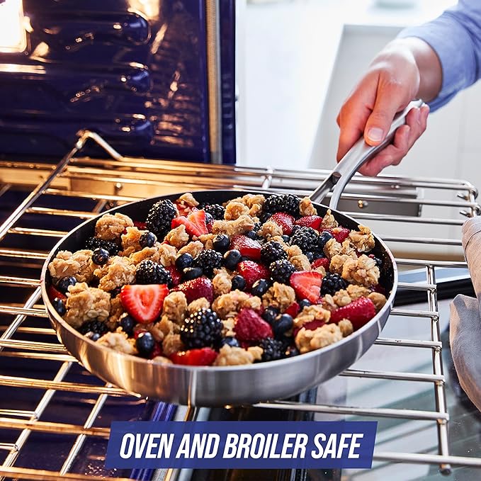 Blue Diamond HD Stainless Steel Clad Pro 10 Piece Cookware Pots and Pans Set Diamond Infused Ceramic Nonstick PFAS-Free Dishwasher Safe Oven and Broiler Safe Silver
