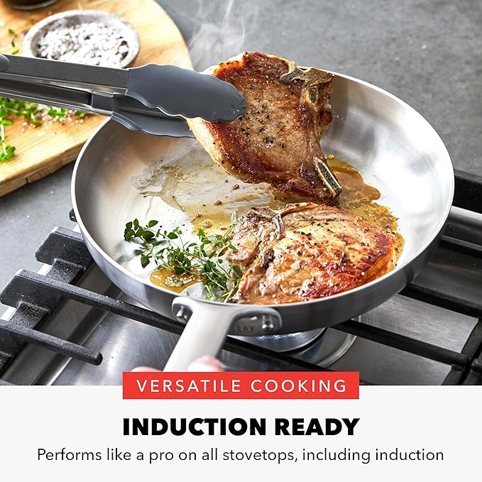 GreenPan x Bobby Flay 10 Piece Stainless Steel Cookware Set Tri-Ply Multiclad Pots &amp Pans Professional Grade Oven &amp Broiler Safe to 600°F Dishwasher Safe Durable Induction Compatible Si