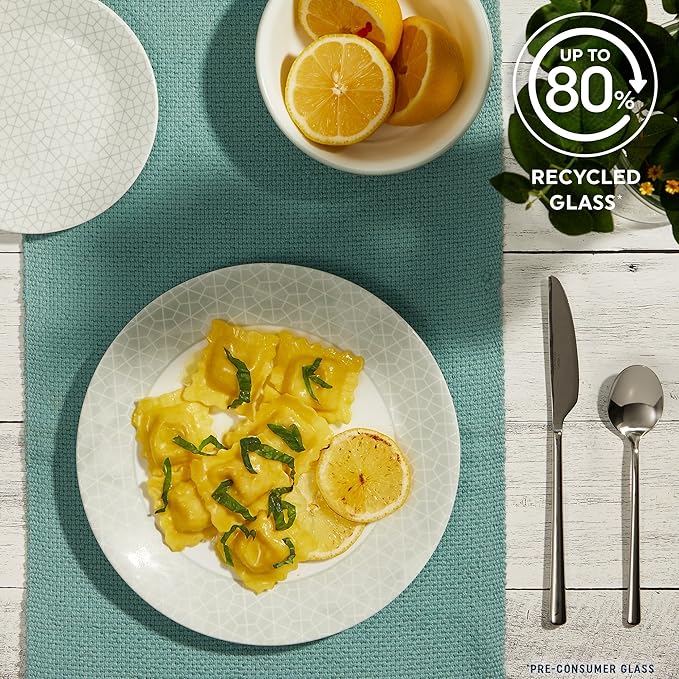 Corelle Vitrelle 18 Piece Glass Dinnerware Sets Service for 6 Triple Layer Chip &amp Crack Resistant Glass Plate and Bowl Sets Knox