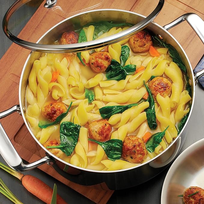Tramontina Tri-Ply Clad Stainless Steel 5-Quart Dutch Oven Pot with Glass Lid Induction-Ready Dishwasher-Safe NSF-Certified