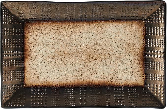 Gourmet Basics by Mikasa Verona 16-Piece Dinnerware Set &amp Cream Serving Bowl 9 Inch &amp Cream Rectangular Platter 13.75 Inch