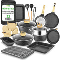 NutriChef 22‑Piece Non‑Stick Ceramic Pots and Pans Set – For All Cooktops Including Induction – PTFE &amp PFAS Free Includes Bakeware &amp Utensils