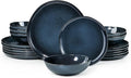 HaWare Plates and Bowls Set Stoneware Dinnerware Sets 18-Piece Hand-painted Dishware for 6 Ceramic Dinner Set for Home Kitchen Microwave and Dishwasher Safe Reactive Starry Blue