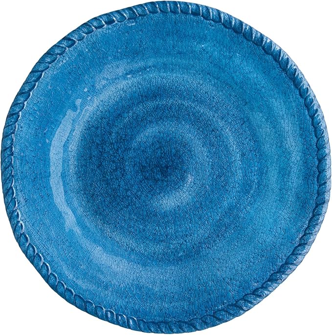 UPware 12 Piece Rope Melamine Dinnerware Sets Outdoor Dishes Set Plates and Bowls Sets Service for 4 Blue