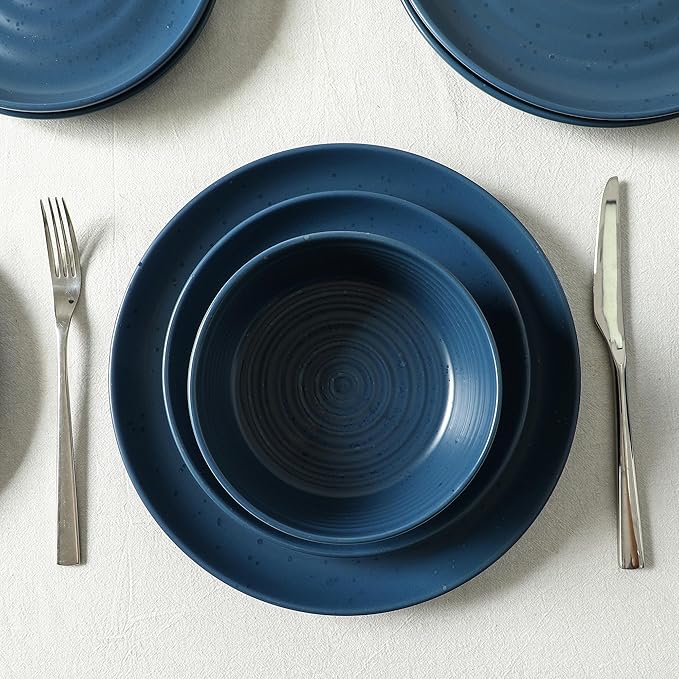 Earth &amp Clay Ion 12-Piece Dinnerware Set Stoneware Blue