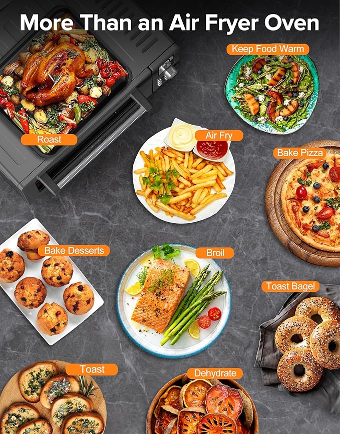 Nuwave Bravo Pro Smart Air Fryer Toaster Oven Combo Airfryer Convection Oven Countertop 10-in-1 Functions with Quicker &amp Even Crisp Technology 1800W 50-450°F PFAS-Free 21QT Black
