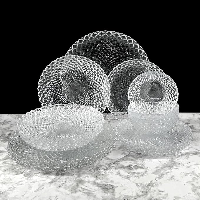 PAVO Clear Glass Dinnerware Set