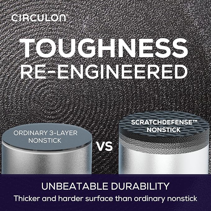 Circulon A1 Series with ScratchDefense Technology Nonstick Induction Straining Sauce Pan with Lid 3 Quart Aluminum Graphite