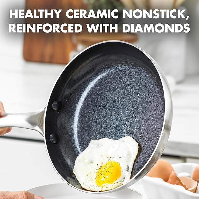 GreenPan TriClad Ceramic Nonstick 9.5 and 11 Frypan Set