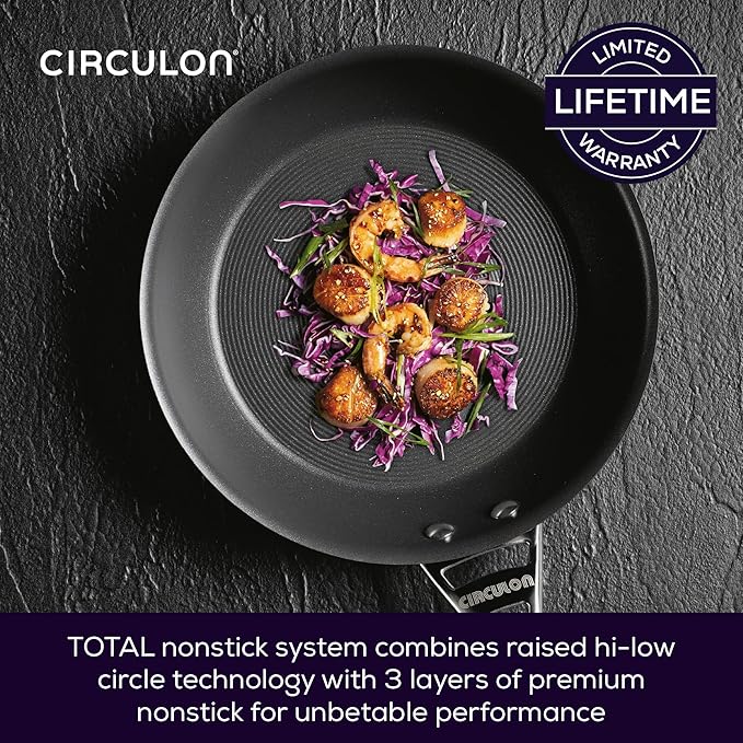 Circulon Infinite Induction Hob Pan Set of 4 - Non Stick Pots and Pans Sets with Stainless Steel Lids &amp Handles Premium Dishwasher Safe Cookware Black