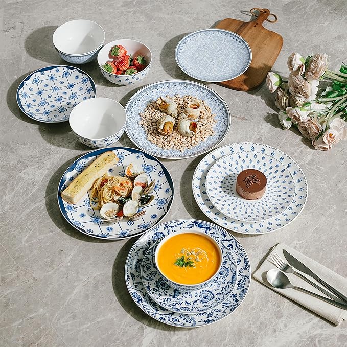 BTaT- Dinnerware Sets for 4 12 pcs Ceramic Dinnerware Sets