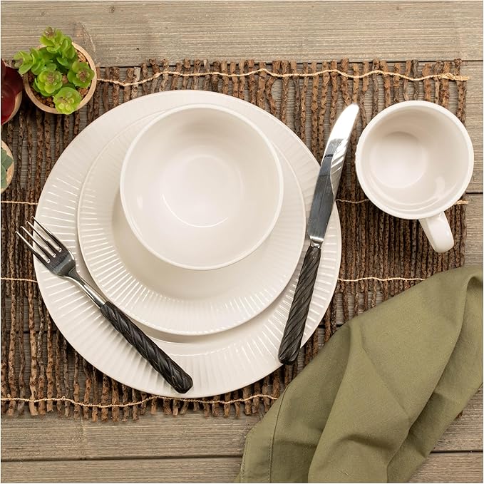 BIA Cordon Bleu Stoneware Sunray 16-Piece Dinnerware Set Cream