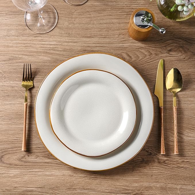 AmorArc Ceramic Dinnerware Sets Handmade Stoneware Reactive Glaze Plates and Bowls Set Scratch Resistant | Dishwasher &amp Microwave Safe Dishes Set Service for 4 (12pc)
